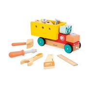 Janod Camión de Bricolaje de Arrastre Brico'Kids Construcción Infantil-23 Accesorios-Juego de Imitación-Motricidad Fina y Creatividad-A Partir de 24 Meses, J06451, Multicolor (JURATOYS