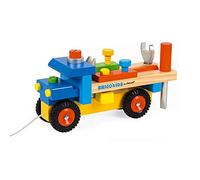 Janod Camión de bricolaje 2 en 1 J05022 – Desmontable, 3 herramientas, cuerda, desde 2 años