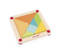 Janod - Mi Primer Tangram de Madera - 25 Tarjetas Modelo, 2 Niveles de dificultad - Desarrolla la concentración y la observación - A Partir de 2 años