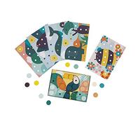 Janod - Mis Primeros Mosaicos de Madera - Juguete para Bebés - 6 Tarjetas Perforadas y 38 Piezas de Madera - Aprendizaje de Colores y Motricidad - Pintura al Agua - A partir de 2 Años, J08277