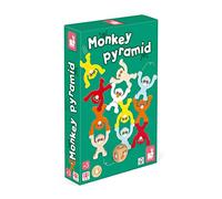 Janod - Monkey Pyramid - Juego de Mesa Infantil de Madera - Juego de Habilidad - Pintura al Agua - Certificado FSC - A partir de 3 Años, J02633