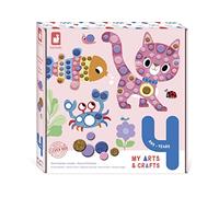 Janod - My Arts & Crafts - A Partir De 4 años - Pegatinas Redondas - 4 Cuadros - Manualidad Creativa - Motricidad Fina y Concentración - J07742