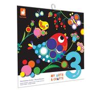 Janod - My Arts & Crafts - Desde los 3 Años - Pegatinas Redondas - 4 Cuadros - Kit de Manualidades para Niños - Aprendizaje de Motricidad Fina y Concentración - J09146