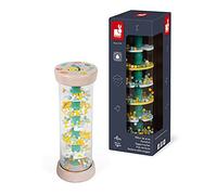 Janod - Palo de Lluvia de Madera - Colección Pure - Juguete de Estímulo para Bebés - Desarrolla la Motricidad Fina - Estimulación Visual y Sonora - Pintura al Agua - A partir de 6 Meses, J05193