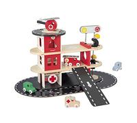 Janod - Parque de Bomberos de Madera Bolid - 5 Vehículos Incluidos - Imaginación y Motricidad Fina - Certificado FSC - Pintura al Agua - A partir de 2 Años, J04639