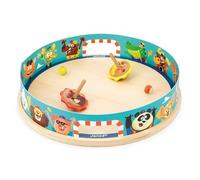 Janod - Peonzas Arena Applepop - Juego de Habilidad Infantil - 1 Arena + 2 Peonzas con Lanzadores + 2 Canicas de Vidrio - Estimula la Destreza - Juguete de Madera FSC - A Partir de 4 Años, J03355