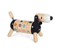 Janod - Perro de Formas y Colores de Madera - Colección Sweet Cocoon - Juguete de Estímulo para Bebés Pintado al Agua - Aprender Las Formas y Los Colores - A partir de 2 Años, J04421