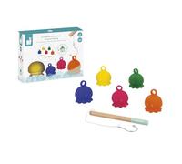 Janod - Pesca de pulpos para el baño - Juguete para el baño a Partir de 2 años - Los pulpos cambian de Color en el Agua Caliente - 5 Animales + caña de Pescar - A Partir de 2 años
