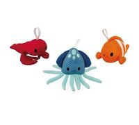 Janod- Pescado, Pulpo 3 Peluches Niños-Aprender A Lavarse-Langosta, Pez Payaso y Calamar de Tela-Juguetes para el Baño-A Partir de 10 Meses, J04731, Multicolor, Small (JURATOYS