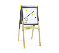 Janod - Pizarra de Madera de Doble Cara Color Topo y Verde - Evolutiva, de Altura Ajustable - Pizarra Blanca Magnética + Pizarra de Tiza - 13 Accesorios Incluidos - A partir de 3 Años, J09630