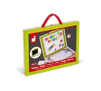 Janod - Pizarra Mágica 4 en 1, en Madera, Multiactividad, con Accesorios y 42 Imanes, Aprendizaje de La Lectroescritura - Desde Los 3 Años, J05014