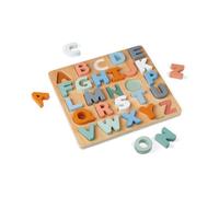 Janod - Puzle Alfabeto de Madera 26 Piezas - Colección Sweet Cocoon - Juguete de Estímulo para Bebés Pintado al Agua - Aprender el Alfabeto y a Escribir - A partir de 2 Años, J04412