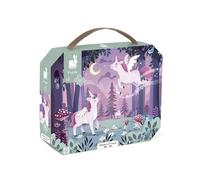 Janod Puzzle 54 Piezas - Tema Unicornio - Juego Educativo de motricidad Fina y concentración - Estuche con asa - Fabricado en Francia - Certificado FSC - Tintas Vegetales - A Partir de 5 años,J02555