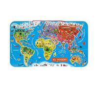 Janod Puzzle magnético Mapa del Mundo en madera J05503 — 92 piezas 70 x 43 cm Versión Española