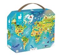 Janod - Puzzle para Niños El Mundo 100 Piezas - Juguete Educativo Motricidad y Concentración - Maletín con Asa - Certificado FSC - A partir de 6 Años, J02607