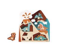 Janod - Puzzle sonoro de Madera Dino - 5 Piezas Que activan Sonidos de Dinosaurios - Desarrolla la motricidad y la audición - A Partir de 18 Meses