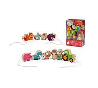 Janod - Set of 11 Solid Wood Bead Figurines - Double Sided - Farm Theme - From 2 years, J05315