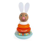 Janod - Stackable Culbuto Rabbit (Wood) - Wooden Early-Learning Toy - Educational Game - Fine Motor Skills - 12 Months - J08248