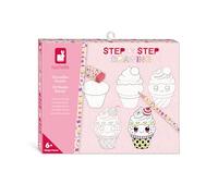 Janod - Step by Step Drawing - Aprender a Dibujar - 20 Modelos Kawaii - Kit de Dibujo para Niños - Aprendizaje de Dibujo y Concentración - A partir de 6 años - J09156