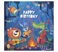 Janod - Tarjeta de cumpleaños Puzzle - Tarjeta Regalo Puzzle de 25 Piezas Bosque + 1 cumpleaños - 3 años +