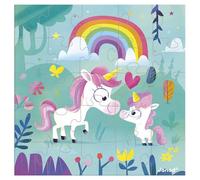 Janod - Tarjeta de felicitación Puzzle - Tarjeta Regalo Puzzle de 25 Piezas Familia de Unicornios - 1 sobre - Ideal para Tarjetas de cumpleaños y Tarjetas de felicitación - 3 años +