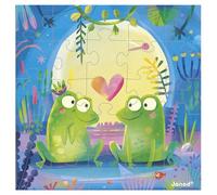 Janod - Tarjeta de felicitación Puzzle - Tarjeta Regalo Puzzle de 25 Piezas Ranas + 1 sobre - Ideal para Tarjetas de cumpleaños y Tarjetas de felicitación - 3 años+