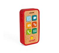 Janod - Teléfono Infantil Sonoro de Madera - Juguete de Imitación - Desde 18 Meses, J05334