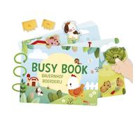 Janod - Tema de la concurrida Granja de Libros - Alemán/Holandés - 18 páginas de Actividades para bebés y niños - Ocupado & Kindergarten Educational Toy - Aprender números, alfabetos, Animales... - A