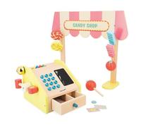 Janod - Tienda Infantil Applepop - Juego de Imitación con Caja Registradora - 19 Accesorios - Estimula la imaginación - Juguete de Madera FSC - Pintura al Agua - A Partir de 3 Años, J03350