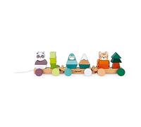 Janod - Tren de Madera - El Paseo de los Animales - Juguetes de Madera - Motricidad Fina, Aprendizaje de los Colores - Asociación WWF - Certificado FSC - De 12 meses a 5 años, J08603