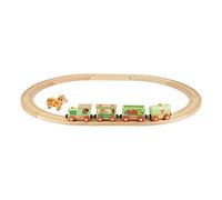 Janod - Tren Granja Story Circuito de Madera - Incluye Figura de Vaca - Juguete de Estímulo - Motricidad Fina - Certificado FSC - Pintura al Agua - A partir de 3 Años, J04630