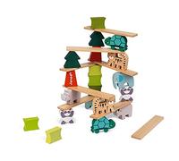 Janod, WWF Animales Equilibristas de Madera, 28 Piezas, Desde 2 Años | Juego de Apilar e Inventar Historias, Haya FSC, Pintura al Agua, Motricidad Fina, Concentración y Destreza