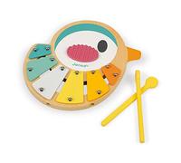 Janod - Xilófono infantil con forma de pájaro - Hecho de madera - Juguete musical para el aprendizaje infantil - Él xilófono cuenta con 6 tonos - Pintura al agua - A partir de 1 año - J05163