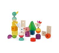 Janod - Zigolos - Tren Gigante en Madera Multicolor, Juguete 2 en 1 con Cuerda para Tirar, Desarrollo de La Motricidad, Pintura de Base Acuosa, Certificado FSC - Desde 1 Año, J08202
