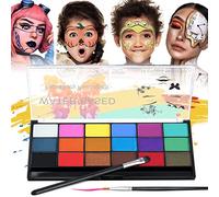 Janolia Pintura Facial Kit de Maquillaje Infantil, Pintura Corporal Pintura Cara para Niños, Carnaval Pintacaras con Pincel, Perfecta para Cosplay Navidad Halloween Semana Santa Fiestas Temáticas