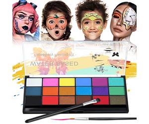 Janolia Pintura Facial Kit de Maquillaje Infantil, Pintura Corporal Pintura Cara para Niños, Carnaval Pintacaras con Pincel, Perfecta para Cosplay Navidad Halloween Semana Santa Fiestas Temáticas