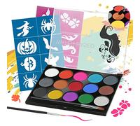 Janolia Pintura Facial, Pintura Corporal con 15 Diversas Colores, Maquillaje para Cuerpo Professionale, Pinturas Cara para Niños y Adulto, Caracterizarse en Fiestas, Halloween, Carnaval