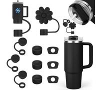 Janpso Juego de accesorios para vasos Stanley, incluye 9 tapones de silicona a prueba de fugas, 2 tapas con pajita para vasos Stanley Cup de 1,2 L y 850 ml, vasos no incluidos