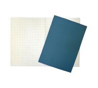 Janrax Cuaderno de ejercicios de papel cuadriculado, tamaño A4, 80 páginas, 10 mm, con tapa de manila de 225 g/m², color azul