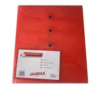 Janrax Pack de 12 A4 Roja Documento Monederos - botón del perno prisionero de carpetas