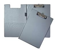 Janrax Portapapeles plegable gris - Portapapeles plegable A4 con cubierta frontal, bolsillo interior y gancho para colgar
