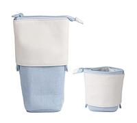 JANREAY Estuche telescópico 2 en 1, portalápices Plegable, con Soporte retráctil para lápices, para Estudiantes, Adolescentes, niñas, niños, Talla única, Bolsillo Adicional (Azul)