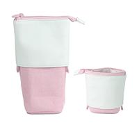 JANREAY Estuche telescópico 2 en 1, portalápices Plegable, con Soporte retráctil para lápices, para Estudiantes, Adolescentes, niñas, niños, Talla única, Bolsillo Adicional (Rosa-2)