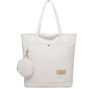 JANSBEN Bolso bandolera para mujer, con monedero grande, de lona, con cremallera, grande, bolso de mano de tela para el trabajo y la escuela de viaje, beige, talla única, Comprador