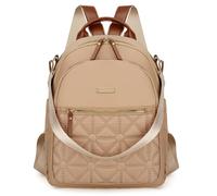 JANSBEN Mochila pequeña para mujer, mochila de ciudad, antirrobo, mochila escolar de nailon, bolsas de hombro para mujer, para uso informal, escuela, viajes, trabajo, caqui