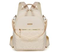JANSBEN Mochila pequeña para mujer, mochila de ciudad, antirrobo, mochila escolar de nailon, bolsas de hombro para mujer, para uso informal, escuela, viajes, trabajo, beige, 27 x 13 x 34 cm, Rucksack