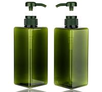 Jansburg - Dispensador de Botellas de 650 ml, Paquete de 2 Unidades, dispensador Cuadrado de loción de plástico Recargable, Botella vacía para Aceite Esencial, champú, baño, Viajes, Color Verde
