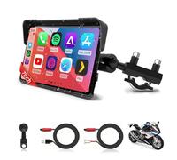Jansite 7 Pulgadas Carplay Moto con 2 Métodos de Alimentación, Android Auto Navegador GPS con Pantalla de Motocicleta Impermeable 2.5D IPS, Bluetooth Dual Siri/G-oogle Assistant