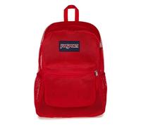 JanSport Mochila de malla ecológica, cinta roja, 17 x 12.5 x 6 pulgadas, bolsa semitransparente grande para adultos con funda para laptop, panel trasero acolchado, cinta roja
