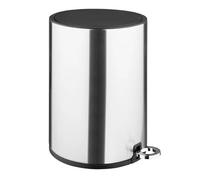 JANTEX Cubo de basura redondo con pedal de acero cepillado, 6 L